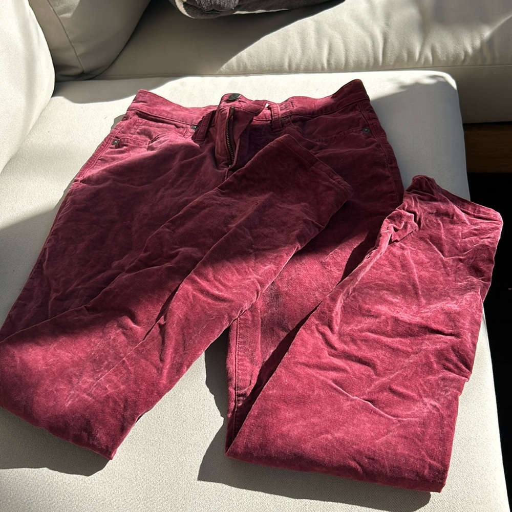 Madewell 10” High Rise Burgundy Corduroy Skinny Pants Size 26